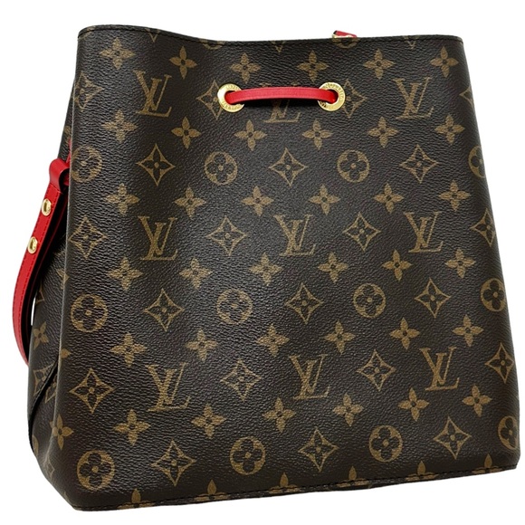 Louis Vuitton Brown Monogram Red Neonoe Bukcet Bag Shoulder Tote - Picture 7 of 13